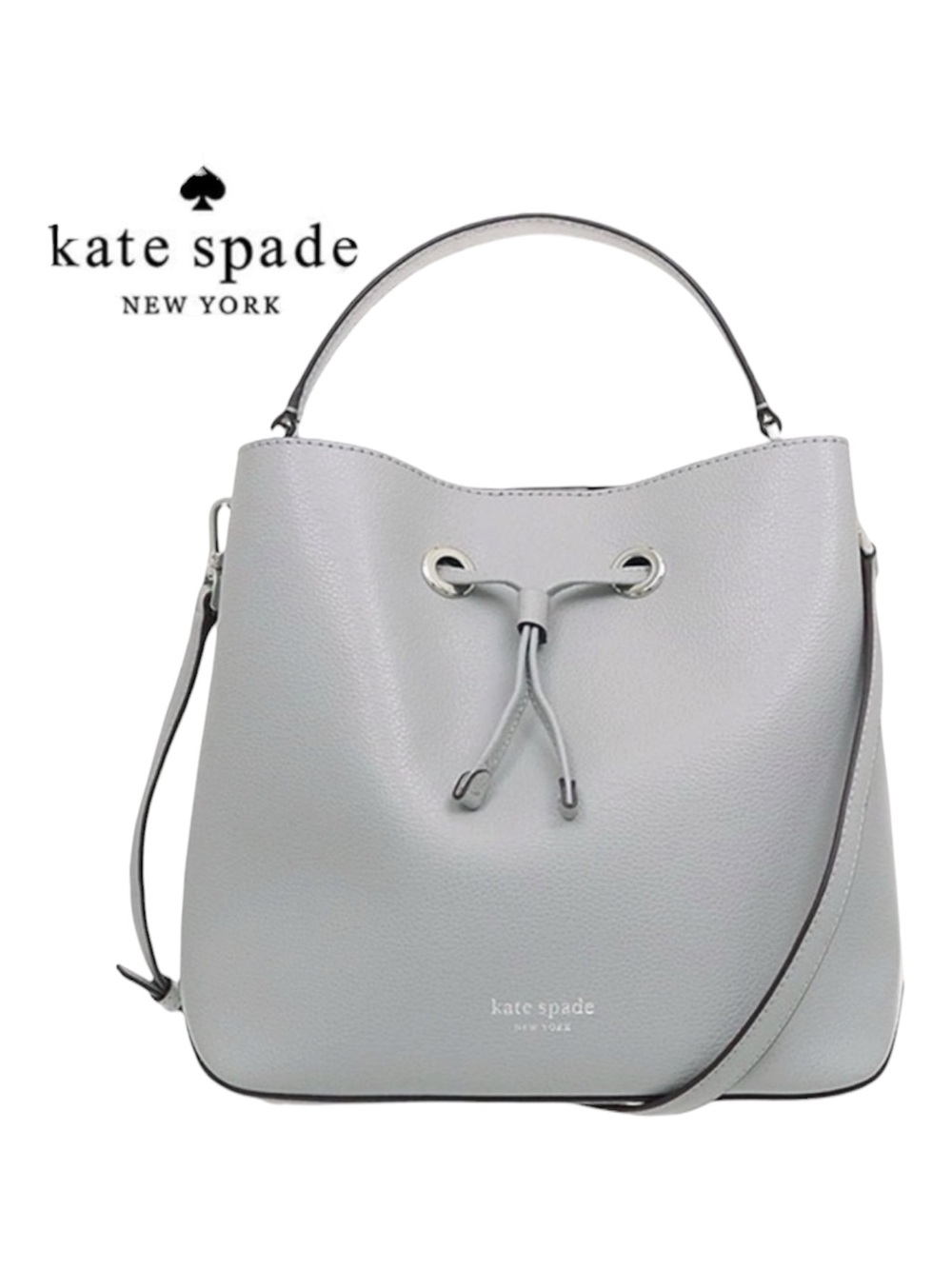 kate spade New York Eva Large Light Gray Bucket Bag